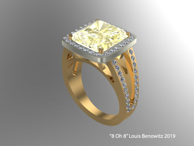 3d yellow diamond ring design