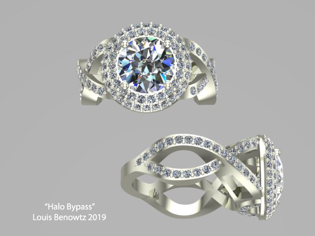 halo bypass diamond engagement ring